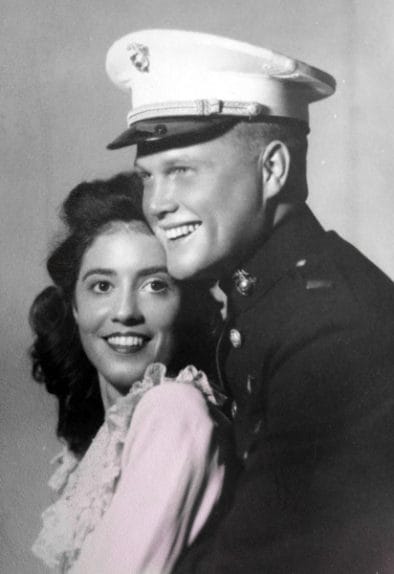 John Glenn and his wife Annie Glenn on their wedding day.