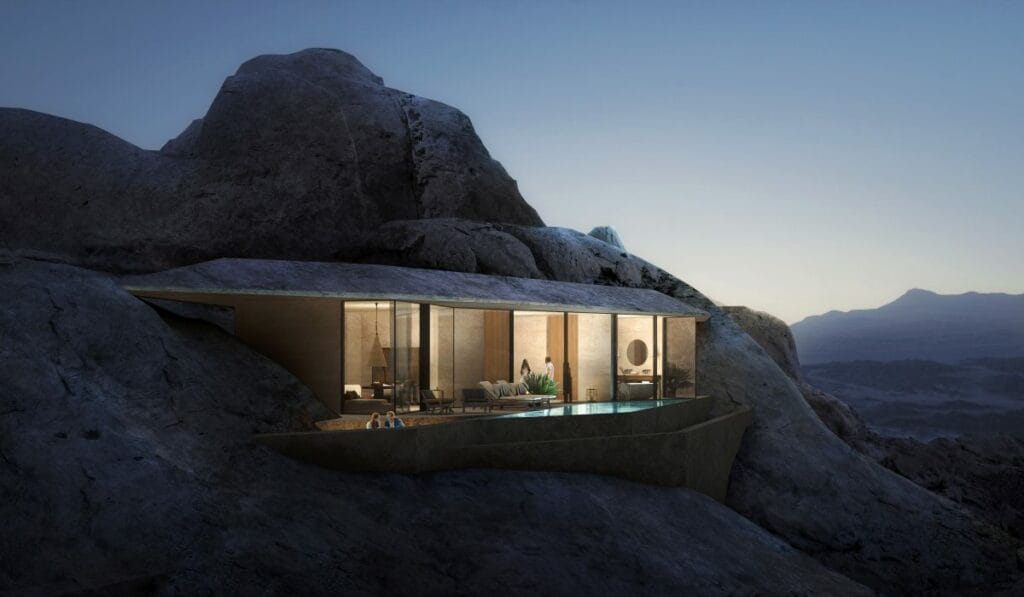 Desert Rock Luxury Eco-Resort Lets You sleep in the Mountains of Saudi Arabia
