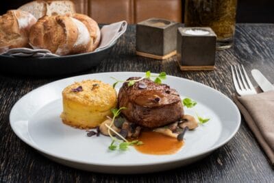 Filet Mignon with Bordelaise Sauce and Prepared Potato