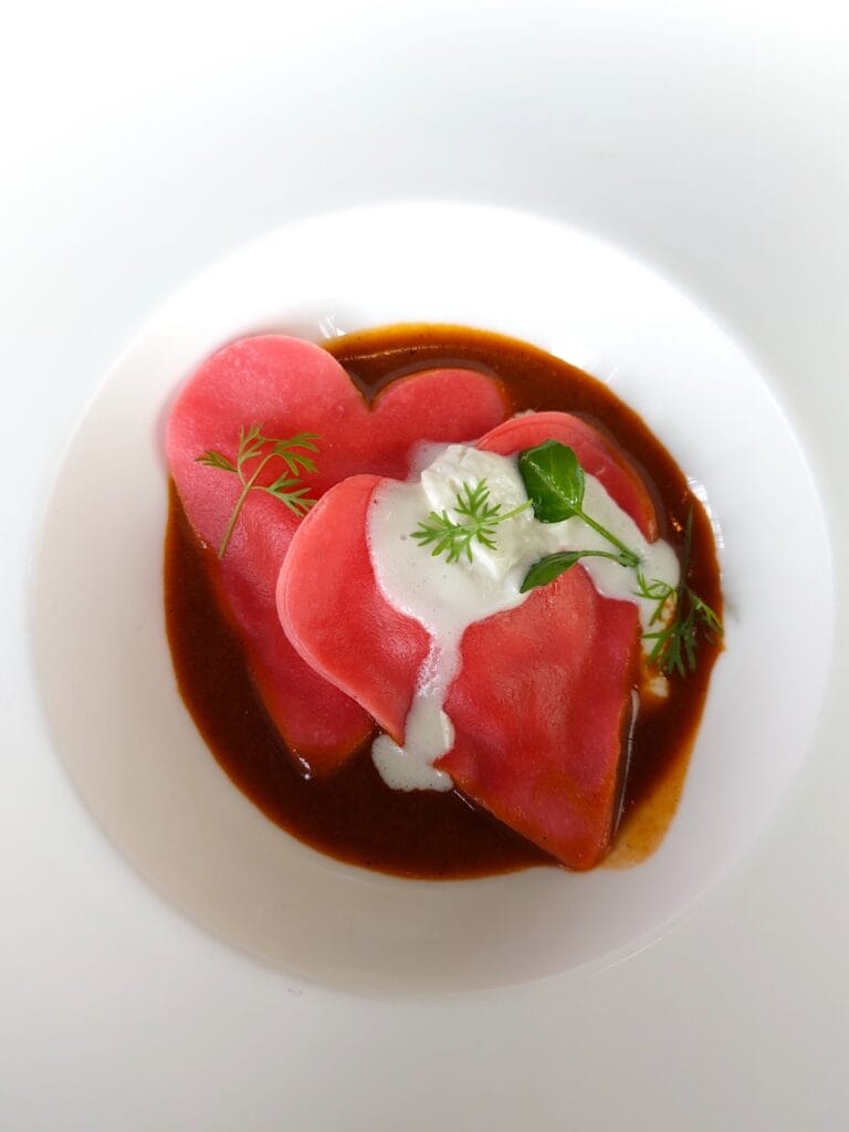 Heart-shaped Lobster Ravioli